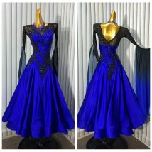 Blue Waltz Ballroom Dance Dress Competition Dance Gown Ballroom Dancing Costume standard dance dress women competition