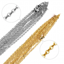 ASONSTEEL 10pcs/Lot Cuban Rolo Link Chains Necklace Bulk Sale Items Wholesale Products Choker Stainless Steel Jewelry Making DIY