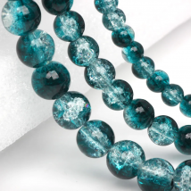 Glass Bead Peacock Green Round 6MM/8MM/10MM Crack Mixed Color Crystal Spacers DIY Bracelet/Necklace/Earring Jewelry Making