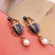 Pearl Drop Insect Clip Earrings Vintage Retro Jewelry Modern Crystal Ear Accessories