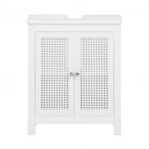 SoBuy BZR35-W lavabo sotto armadio con ante a griglia armadio da bagno Vanity sotto armadio mobili da bagno Bianco BHT ca. : 50x60x33 cm