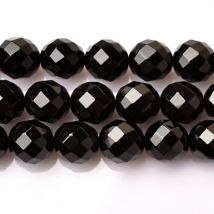 Natural Stone Faceted Black Onyx Agata Round Loose Beads 16" Strand 4 6 8 10 12MM Pick Size For Jewelry FBOB01