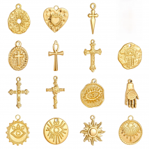 3pcs/Lot Stainless Steel Casting Cross Charms Sun Pendant For DIY Necklace Bracelet Earrings Jewelry Crafts Making Accessories