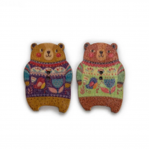 30pcs Funny Fat Bear Cartoon Retro Printing Wooden Button Handwork Sewing Scrapbooking Clothing Craft Cardmarking DIY  36x25mm