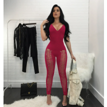 Women Yoga Jumpsuits Solid Color Hollow Elastic Breathable Slim Fit Legging for Fitness Comfortable Breathable Romper Sportswear