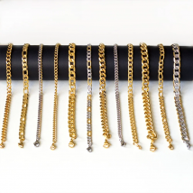 LUXUKISSKIDS Stainless Steel Couple Men/Woman Bracelets Fashion Curb Cuban Link Chains On Hand Rock Bracelet Wrist Jewelry Gifts