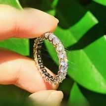 3mm or 2mm round D vvs moissanite full Eternity Band S925 Silver Jewelry women Engagement gift party dating Valentine's day