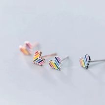 La Monada Stud Small Heart Earrings For Women Colorful Fashion Stud Earrings For Girls 925 Sterling Silver 925 Jewelry Female