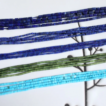 HEJI 17cm Natural Howlite Lapis Lazuli Green Tiny Tubes 1x2mm 2x3mm Seed Beads Jewelry Making For Women DIY