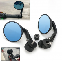 Motorcycle Round Handlebar Bar End Rear View Mirrors Blue Glass For Vespa GTS Sprint Primavera 150 300 125 250 LX GTV LXV