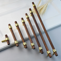 Nordic Modern Kitchen Storage Cabinet Pulls Gold Brass Black Walnut Furniture Handles Cupboard Wardrobe Drawer Door Wood Knobs