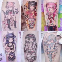 9pc/Sheets Cartoon Japanese Beautiful Girl Temporary Tattoo Stickers Female Waterproof Kids Cute Fashion Fake Tattoo Arm Tattoo