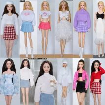 Limited 1/6 Doll Outfits White Purple Knitted Sweater Shirt Skirt for Barbie Dress for Barbie Doll Clothes Accessories Toy 11.5"