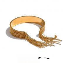 Yhpup Hot Style Stainless Steel Chain Tassel Cuff  Bracelet Bangle 18K Gold Color Plated Personality Fashion Charm Jewelry