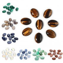 5/10Pcs/Pack Cabochon Natural Stone Oval Agate Lapis Tiger Eye Loose Beads Flat Back Cameo Cabochon Spacers For Jewelri Making