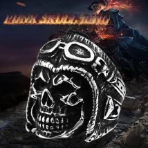 BEIER Punk rock Dropshipping Wholesale 316L Stainless Steel Skull Astronaut Punk Man Ring Gold color finger Jewelry BR8-395