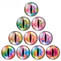 10pcs Colorful Dragon Cat Toys Eyes 8/10/12/14/16/18mm/20mm/25mm Round photo glass cabochon demo flat back Making findings