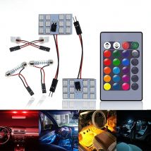 2X T10 Led RGB 5050 12/15/24/36SMD Auto Panel Interior reading Lamp Remote Controller Atmosphere Dome Festoon Light BA9S Adapter