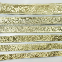 Gold Thread Embroidered Lace Ribbons 15-40 MM Wide Bag Clothing Decor DIY Sewing Glittering Webbing