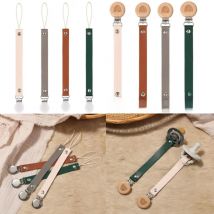 Leather Baby Pacifier Chain Rainbow Soother Pacifier Clips Chain Metal Dummy Clip Nipple Holder Clasps Baby Feeding Accessories