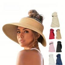Women Summer Visors Hat Hat - Stylish and UV-Resistant for Outdoor HikingFoldable Sun Cap Wide Large Brim Beach Straw Hats Chape