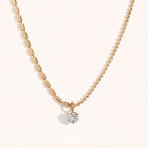 La. Muses Asymmetric Rice Bead Round Bead Chain Cubic Zirconia Pendant Stainless steel Women's Necklace High-end Jewelry Gift