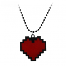 Anime Pixels Heart Necklace - Undertale cosplay of Frisk - 24" Length red heart pendant Necklace