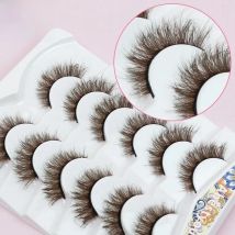 Abestyou 6/7pairs 5d Fluffy Russian Strip Eyelashes Dark Brown Color Messy High Quality Mink Cat Eye Natual Tapred Lashes Makeup