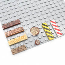 30pcs MOC Assembles Tile 1x4 with Wood Grain Danger Stripes 2431 pb243 pb661 Building Blocks DIY Bricks City Street View Toys