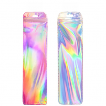 120pcs Long Holographic Bags Resealable Packaging Bag,Pink Foil Pouch Sealable Packaging Bags Ziplock Mylar Baggies For Pen