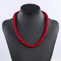 INKDEW Beads Handmade Necklace Threading Faceted Crystal Short Necklace for Lady Women Gift Choker Statement Multicolor NE002
