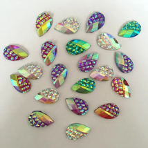 100PCS AB mixed Resin Drop shape Flatback Rhinestone Wedding decoration DIY  handcrafts and birthdayparty decoration  C50A
