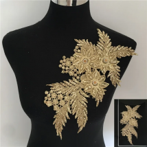 New arrive Hollow out Embroidery Applique Sequin 3D flower Sewing Lace Neckline DIY Craft Rhinestone Lace Collar Dress Accessory