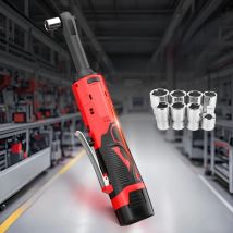 Extended 18V Electric Ratchet Cordless 90 Degree Right Angle Torque Lithium-Ion Wrench Auto Repair Tool Set