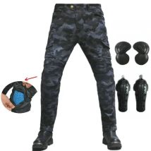 Volero Motorcycle Riding Trousers Straight Loose Protective Jeans Camo Blue Knight Cycling Casual Pants With Slow Rebound Pads