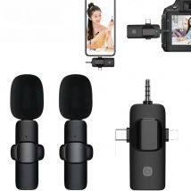 3in1 Wireless Microphone for iPhone Android Cameras Wireless Microphone for Interviews Vlog Noise Cancelling Lavalier Microphone
