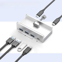 Eswirepro Clip-type USB 3.0 HUB Aluminum External Multi 4 Ports USB Splitter Adapter for Desktop Laptop Computer Accessories