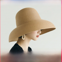 Summer Hepburn Style Vintage Design Big Eaves Straw Hat Women Girls Solid Color Beach Holiday Big Sun Gorra