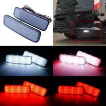 ANGRONG Pair Clear Lens Rear Bumper Reflector Stop Tail Signal Reverse Light Lamps For Ford Transit Van Custom Connect 2013-up