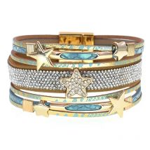 WELLMORE luxury Zinc Alloy star charm bracelets for women bohemia leather bracelets fashion jewelry drop shipping wholesale