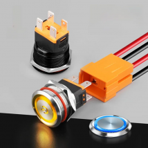 LANBOO 22mm 15A high current heavy duty 2NO  momentary latching push button switch with LED 3-8V12V24V220V