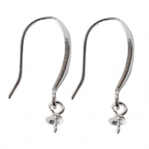 Solid .925 Sterling Silver Earring Hooks with Eyepin Bead Caps, French Ear wire Dangle Pearl Earrings , DIY Accessories