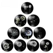 8mm 10mm 12mm 14mm 16mm 18mm 20mm 25mm Dandelion Round Glass Cabochon Flatback Photo Base Tray Blank DIY Making Accessories