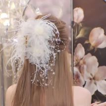 Female Luxury New Hair Headwear Accessories Beads Tassels Birthday Party Hair Claw Women Emperament Hair Shark Clips