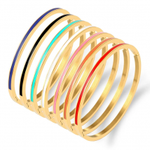 3mm Thin Colorful Orange Enamel Bangles Bracelets for Women Party Fashion Bangles 361L Stainless Steel Jewelry 7 Color