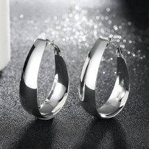 Aravant 925 Silver Smooth U Shaped Hoop Earrings For Women Fashion Jewelry