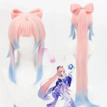 Kokomi Cosplay Wig 120cm Pink Mixed Blue Wig Cosplay Anime Cosplay Wigs Heat Resistant Synthetic Wigs