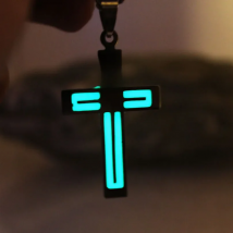 Glowing Necklace CROSS Necklace Stainless Steel Necklace Cross GLOW In The DARK Night Fluorescent Christmas Gifts Men Women Girl