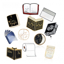 GDHY Book Enamel Pin Book Brooches Magic Book Magic ball Roll of paper Reading Badges Literary Lapel pins Jewelry Book Brosche