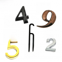 House Number Stickers 3D Self Adhesive Door Plate Sign Digits Apartment Hotel Office Door Address ABS Plastic Label 5cm Silver